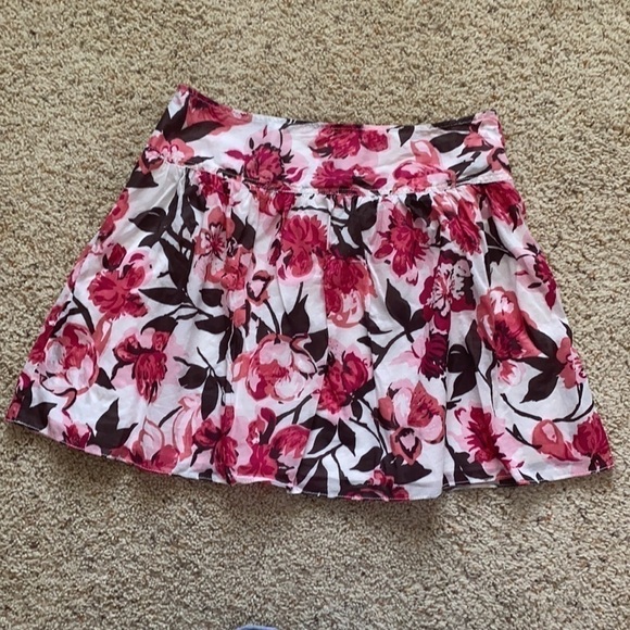 Ann Taylor LOFT Pink Floral Cotton Skirt 8 - Picture 6 of 7